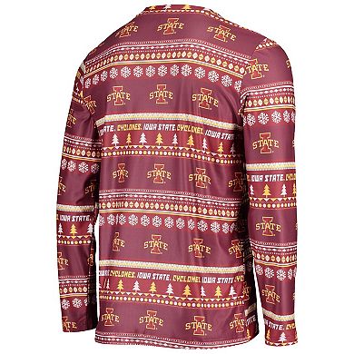Men's Concepts Sport Cardinal Iowa State Cyclones Ugly Sweater Long Sleeve T-Shirt and Pants Sleep Set