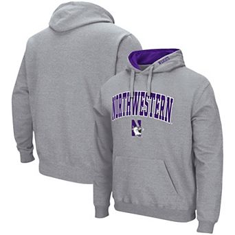 Men's Colosseum Heather Gray Northwestern Wildcats Arch & Logo 3.0 Pullover Hoodie