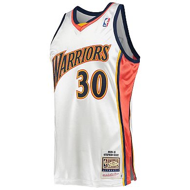 Men's Mitchell & Ness Stephen Curry White Golden State Warriors 2009-10 Hardwood Classics Authentic Player Jersey