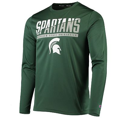 Men's Champion Green Michigan State Spartans Wordmark Slash Long Sleeve T-Shirt
