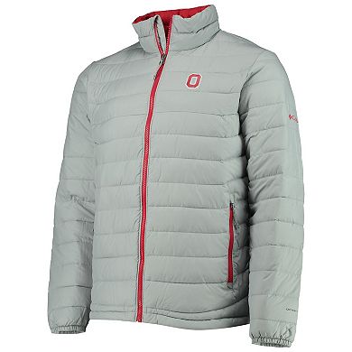 Men's Columbia Gray Ohio State Buckeyes Powder Lite Omni-Heat Reflective Full-Zip Jacket