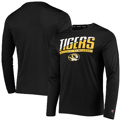 Men's Champion Black Missouri Tigers Wordmark Slash Long Sleeve T-Shirt