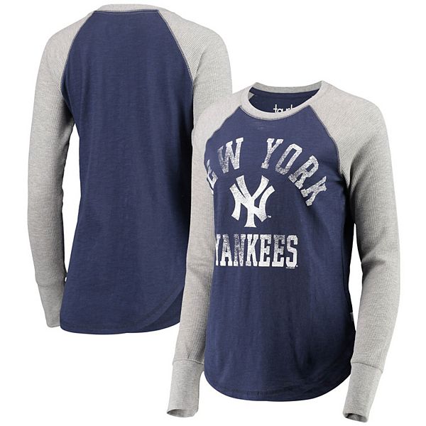 Women's Touch Navy/Gray New York Yankees Waffle Raglan Long Sleeve T-Shirt