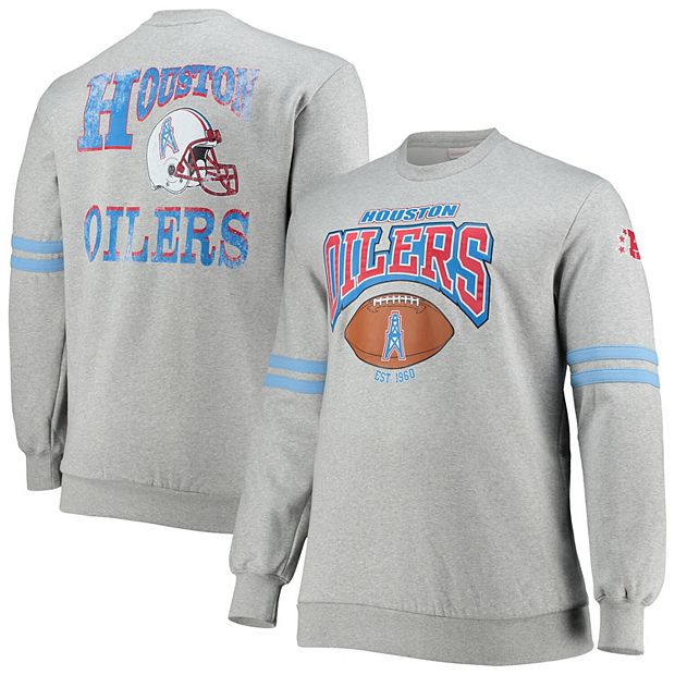 Men's Mitchell & Ness Heathered Gray Houston Oilers Big & Tall Gridiron  Classics Allover Print Pullover