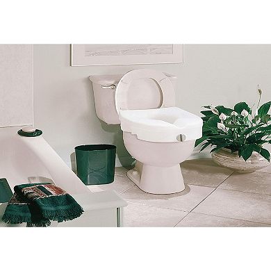 Carex E-Z Lock Raised Toilet Seat, Adds 5 Inches to Toilet Height, Elderly and Handicap Toilet Seat Riser, Round Or Elongated Toilets