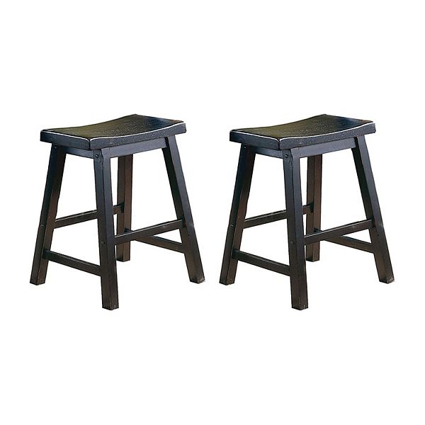 Homelegance 18 Inch Dining Height Wooden Bar Stool Saddle Seat Barstool