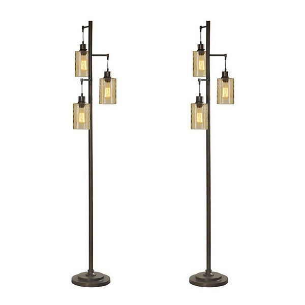 Glass Champagne Dimple Shades Bronze, 84 Inch Floor Lamp