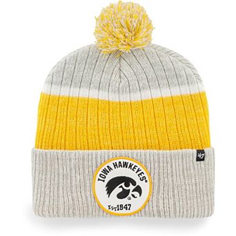 Men's '47 Gray Iowa Hawkeyes Holcomb Cuffed Knit Hat with Pom