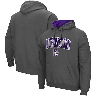 Men's Colosseum Charcoal Northwestern Wildcats Arch & Logo 3.0 Pullover Hoodie