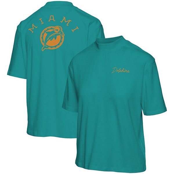 Women's Junk Food Aqua Miami Dolphins Half-Sleeve Mock Neck T-Shirt
