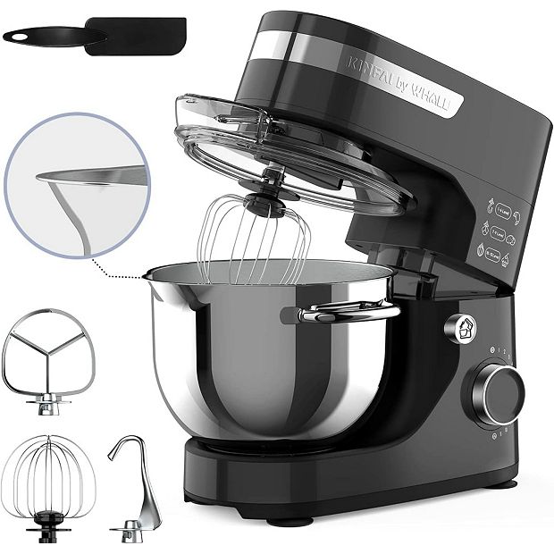 Whall Black Kinfai Electric Kitchen Stand Mixer Machine with 4.5 Quart Bowl  for Baking, Dough, Cooking, Black