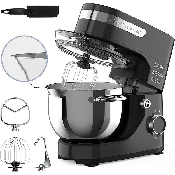 Whall Kinfai Electric Kitchen Stand Mixer Machine with 4.5 Quart Bowl for  Baking, Dough, Cooking - Black