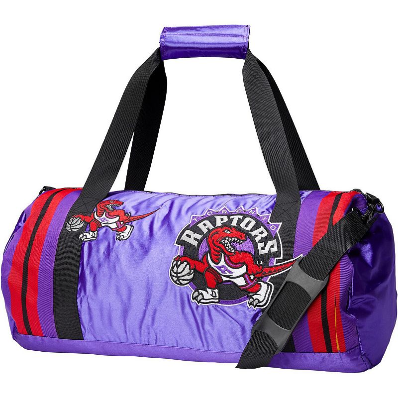 Mitchell & Ness Toronto Raptors Satin Duffel Bag, Rpt Purple