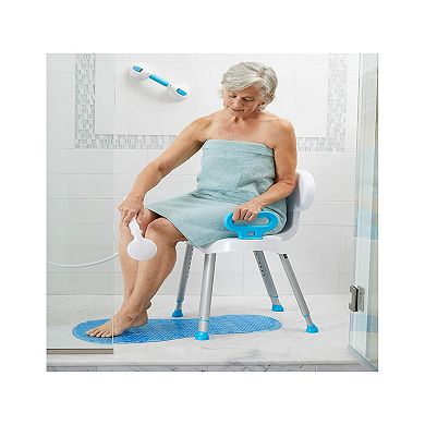 Carex E-Z Bath and Shower Seat with Handles - Shower Chair with Back for Elderly, Seniors, Handicap - Sturdy Frame - Supports Up to 300 Pounds