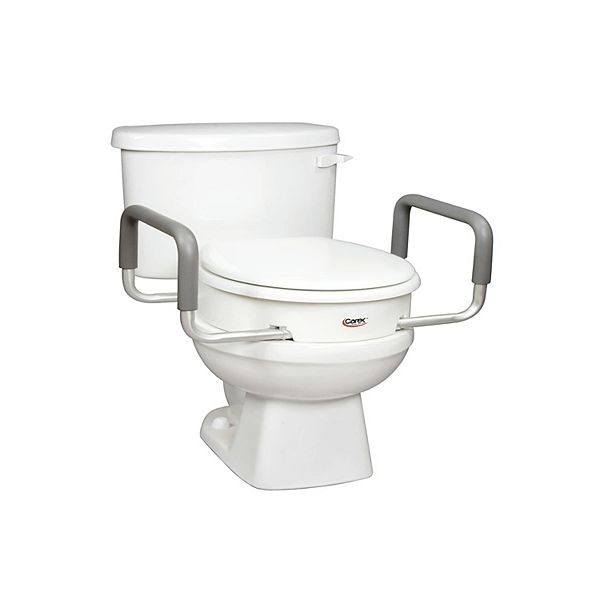 Carex 3.5 Inch Raised Toilet Seat with Arms For Elongated Toilets