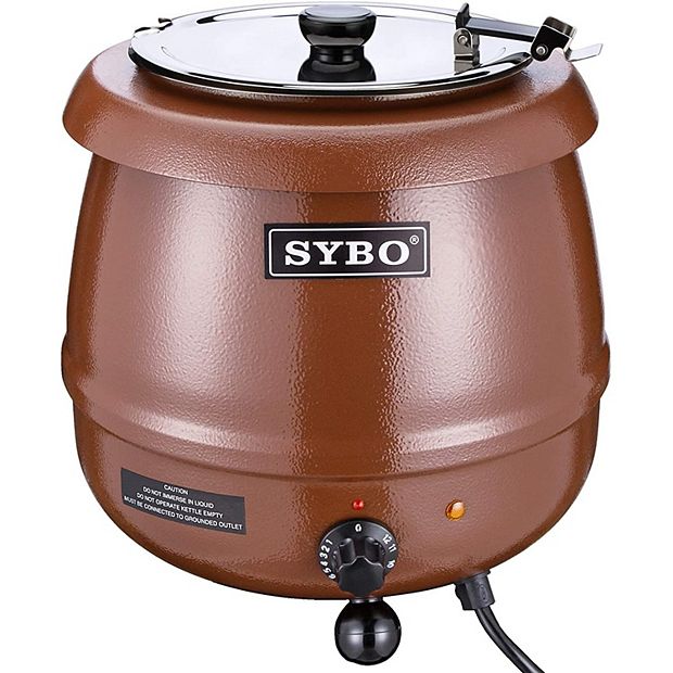 Sybo 10.5 Quart Electric Soup Warmer Commercial Crock Pot with Hinged Lid,  Brown