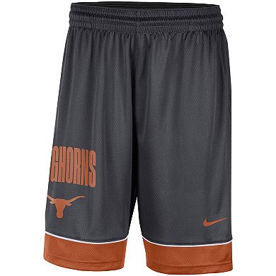 Men's Nike Charcoal/Burnt Orange Texas Longhorns Fast Break Performance Shorts