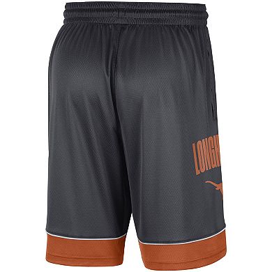 Men's Nike Charcoal/Burnt Orange Texas Longhorns Fast Break Performance Shorts