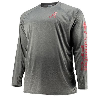 Men's Columbia Charcoal Alabama Crimson Tide Big & Tall Terminal Tackle Omni-Shade Long Sleeve Raglan T-Shirt