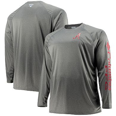 Men's Columbia Charcoal Alabama Crimson Tide Big & Tall Terminal Tackle Omni-Shade Long Sleeve Raglan T-Shirt