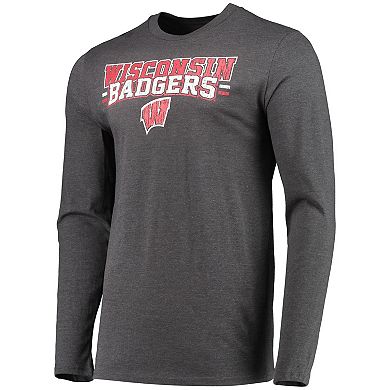 Men's Concepts Sport Red/Heathered Charcoal Wisconsin Badgers Meter Long Sleeve T-Shirt & Pants Sleep Set