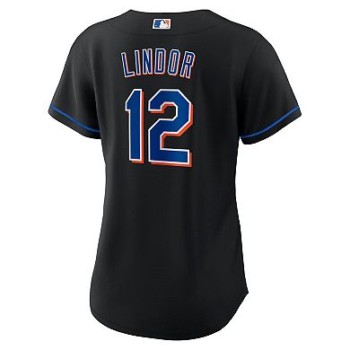 Women's Nike Francisco Lindor Black New York Mets 2022 Alternate Replica Player Jersey
