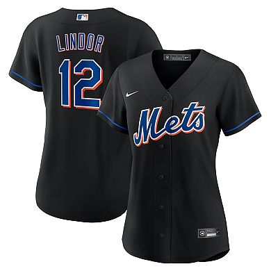 Women's Nike Francisco Lindor Black New York Mets 2022 Alternate Replica Player Jersey
