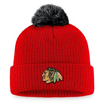 Men's Fanatics Branded Red Chicago Blackhawks Team Cuffed Knit Hat with Pom