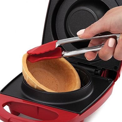 Salton WM1907 Treats Waffle Bowl Maker With Cord Wrap And Indicator Lights, Red