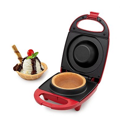 Salton WM1907 Treats Waffle Bowl Maker With Cord Wrap And Indicator Lights, Red
