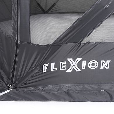 SlumberTrek Flexion Outdoor 6 Sided Gazebo Canopy with Mesh Screen Netting, Gray