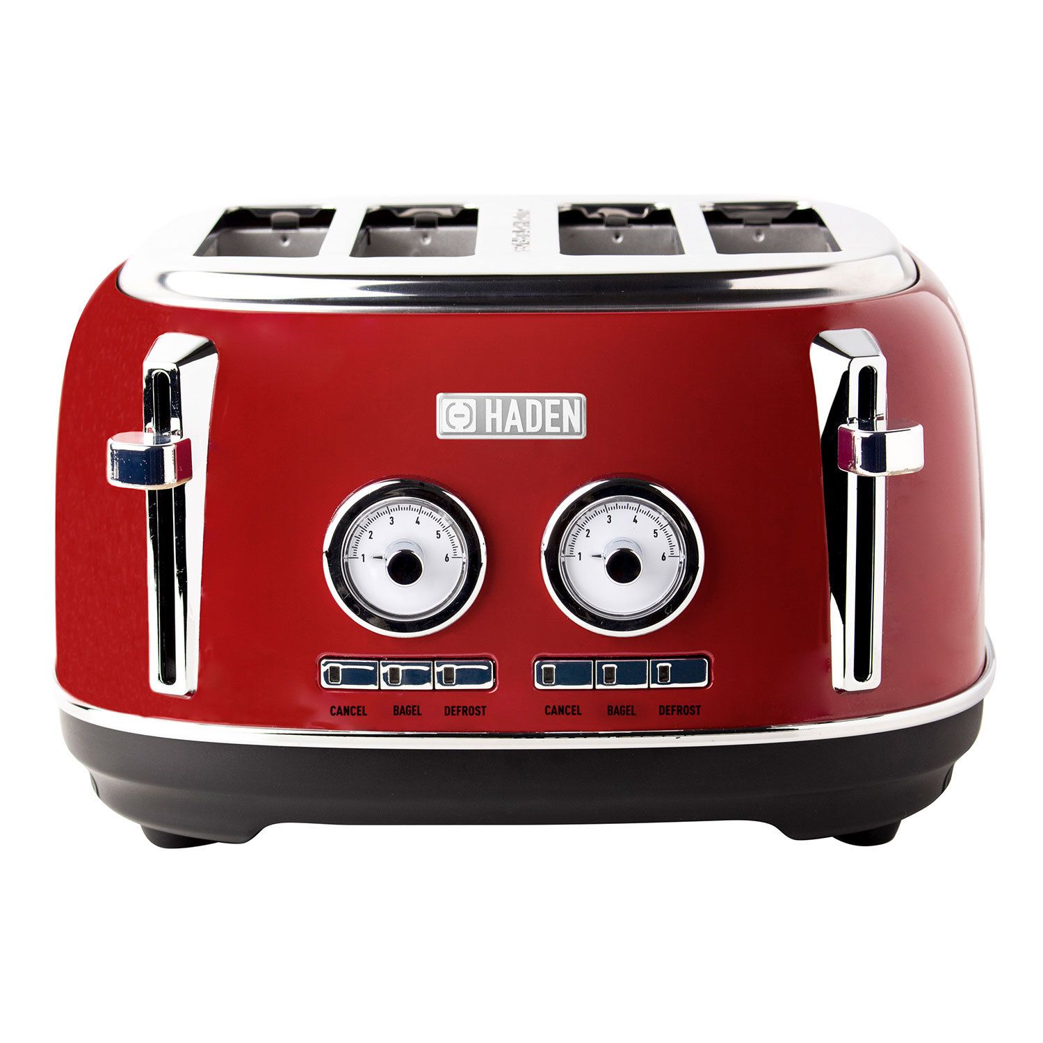 Kenmore 4-Slice Toaster, Red Stainless Steel, Dual Controls, Extra