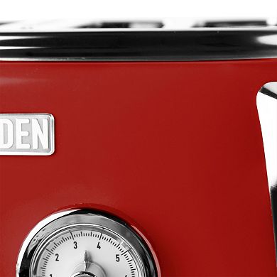 Haden 75040 Dorset 4 Slice Wide Slot Stainless Steel Toaster w/ Crumb Tray, Red