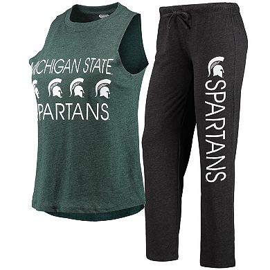 Women's Concepts Sport Black/Green Michigan State Spartans Tank Top & Pants Sleep Set