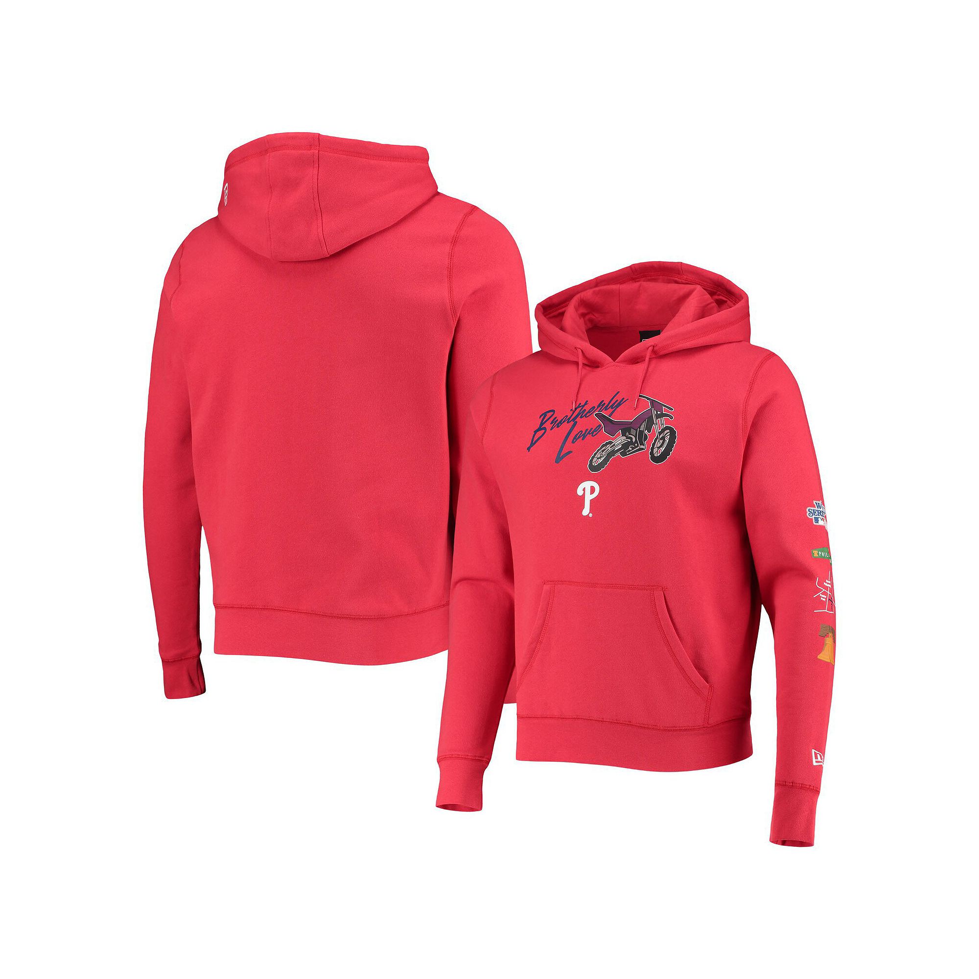Mens New Era Red Philadelphia Phillies City Transit Pullover Hoodie, Size: