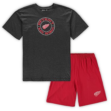 Men's Concepts Sport Red/Heathered Charcoal Detroit Red Wings Big & Tall T-Shirt & Shorts Sleep Set