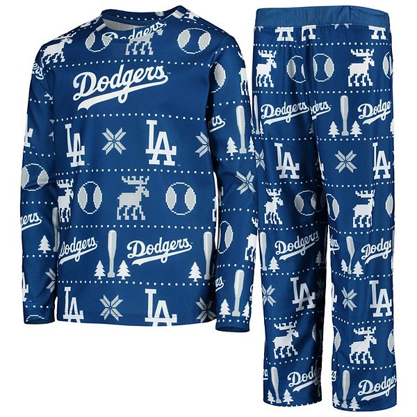 Los Angeles Dodgers Concepts Sport Women's Flagship Long Sleeve V-Neck T- Shirt & Pants Sleep Set - White/Royal