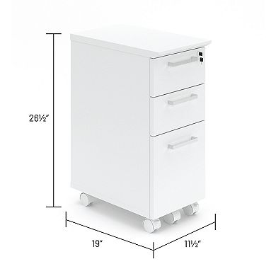 Safco Resi Ped 3 Drawer Lockable Home Office Mobile File Filing Cabinet, White