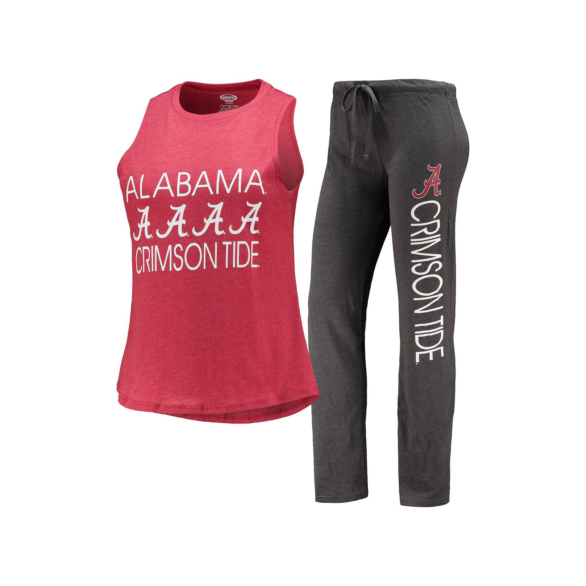 Womens Concepts Sport Charcoal/Crimson Alabama Crimson Tide Tank Top & Pan