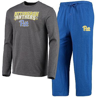 Men's Concepts Sport Royal/Heathered Charcoal Pitt Panthers Meter Long Sleeve T-Shirt & Pants Sleep Set