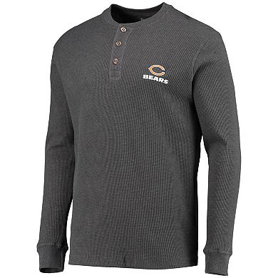 Men's Dunbrooke Heathered Gray Chicago Bears Logo Maverick Thermal Henley Long Sleeve T-Shirt