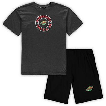 Men's Concepts Sport Black/Heathered Charcoal Minnesota Wild Big & Tall T-Shirt & Shorts Sleep Set