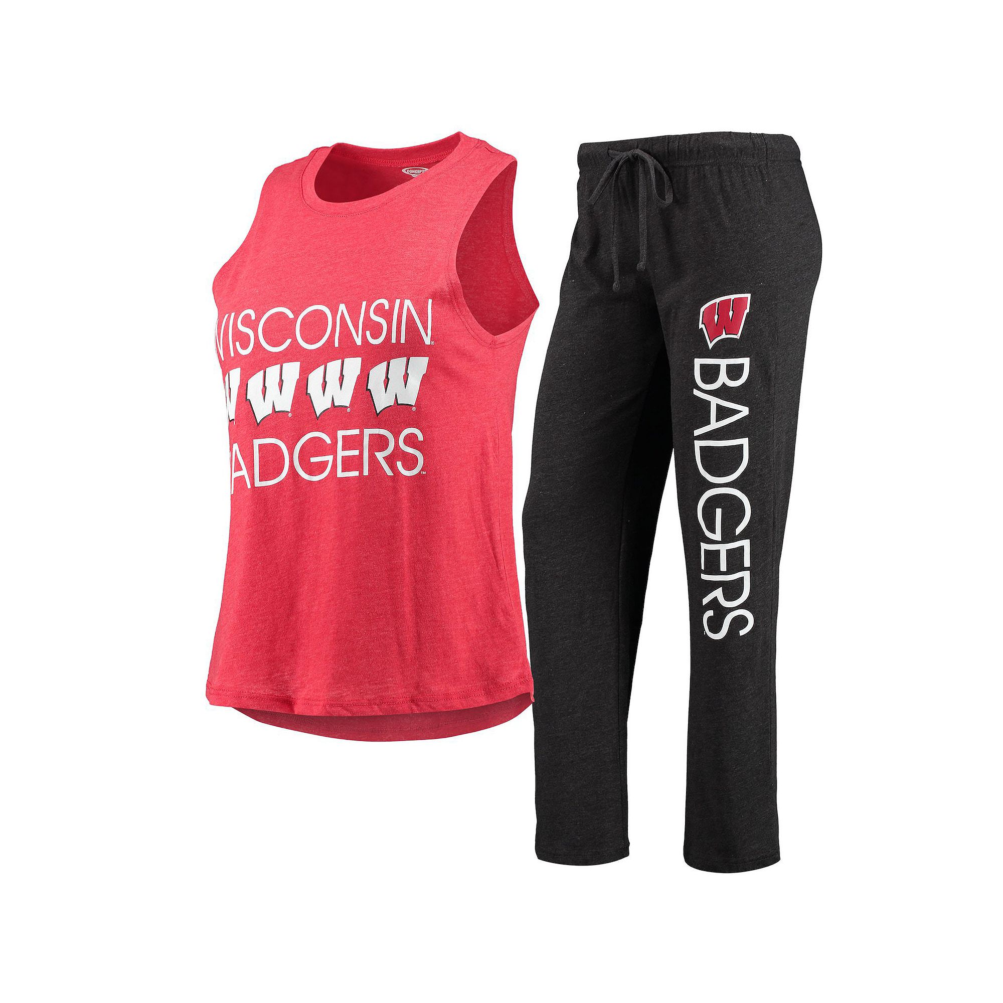 Womens Concepts Sport Black/Red Wisconsin Badgers Tank Top & Pants Sleep S