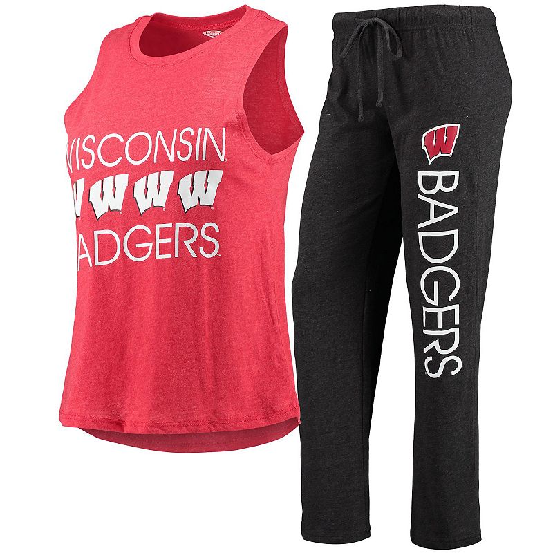 Womens Concepts Sport Black/Red Wisconsin Badgers Tank Top & Pants Sleep S