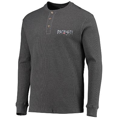 Men's Dunbrooke Heathered Gray New England Patriots Logo Maverick Thermal Henley Long Sleeve T-Shirt