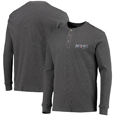 Men's Dunbrooke Heathered Gray New England Patriots Logo Maverick Thermal Henley Long Sleeve T-Shirt