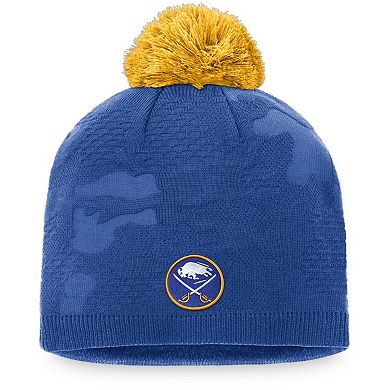 Women's Fanatics Branded Royal/Gold Buffalo Sabres Authentic Pro Team Locker Room Beanie with Pom