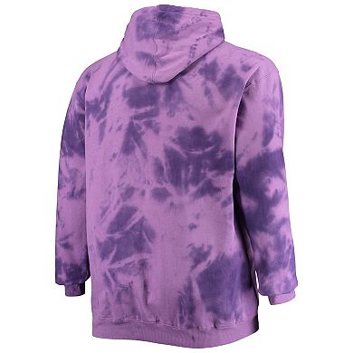 Men's Fanatics Branded Purple Los Angeles Lakers Big & Tall Wordmark Cloud-Dye Pullover Hoodie