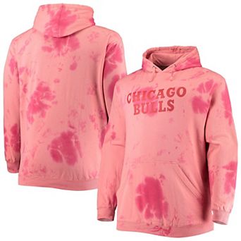 Men's Fanatics Branded Red Chicago Bulls Big & Tall Wordmark Cloud Dye Pullover Hoodie