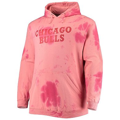 Men's Fanatics Branded Red Chicago Bulls Big & Tall Wordmark Cloud Dye Pullover Hoodie
